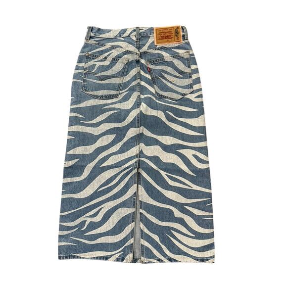CLOT X Levi's 70s High Midi Skirt Tiger Stripe red Tab Denim Rare Womens 27 NWT - Picture 2 of 10